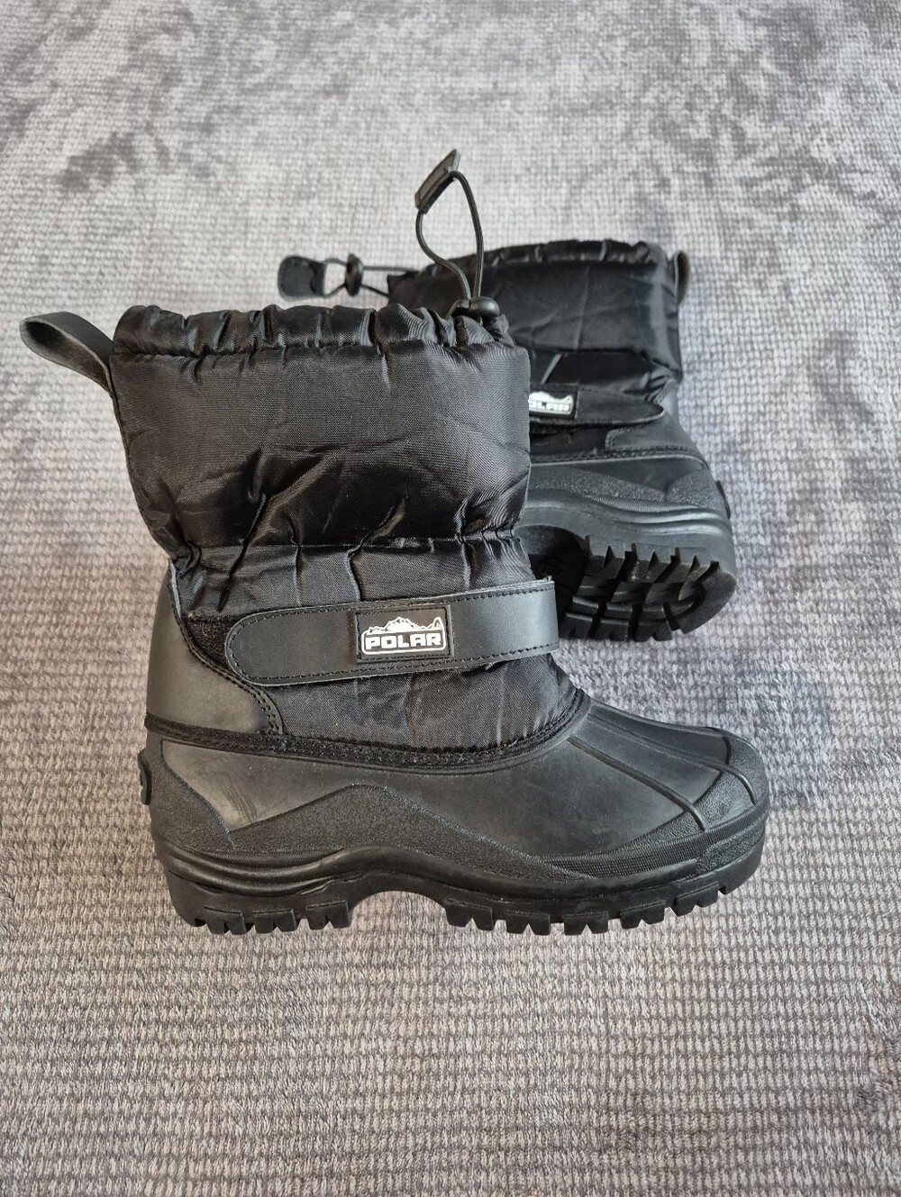 Polar Duck Boots Snow Lined Black Bungee Drawstring 36(US 5.5-6) Water Resistant